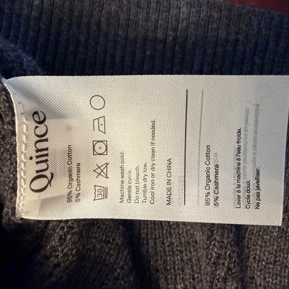 NEW Quince Mens M Organic Cotton Cashmere Waffle Hoodie Charcoal Grey Quiet Lux - Picture 5 of 7